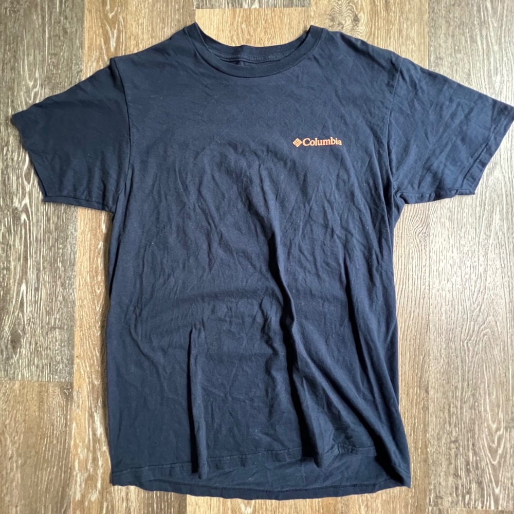 Columbia Graphic T-Shirt Mens Medium Blue Eagle Established 1938 Short Sleeve